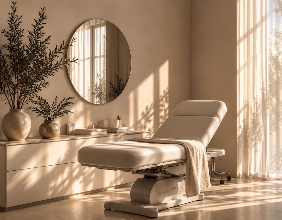 Quiet consultation room in an aesthetic medicine clinic
